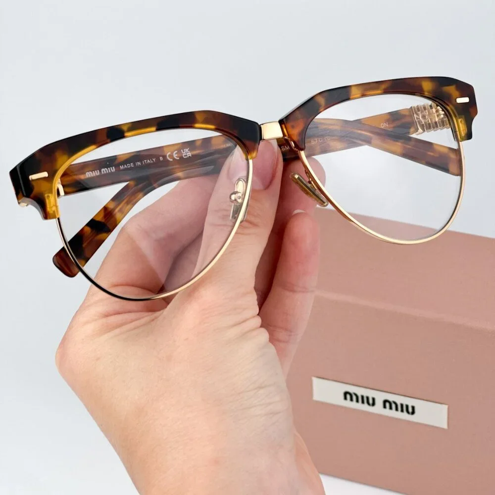 Miu Miu MU09ZS 19P08N BRAND NEW Eyeglasses Cork Trotoise Clear Blue Light Filter
